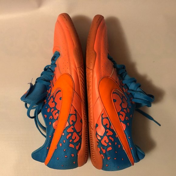 NIKE MEN'S ELASTICO II BRIGHT MANGO BLUE INDOOR SOCCER SHOE 580454-884 SIZE 12 - Picture 5 of 10
